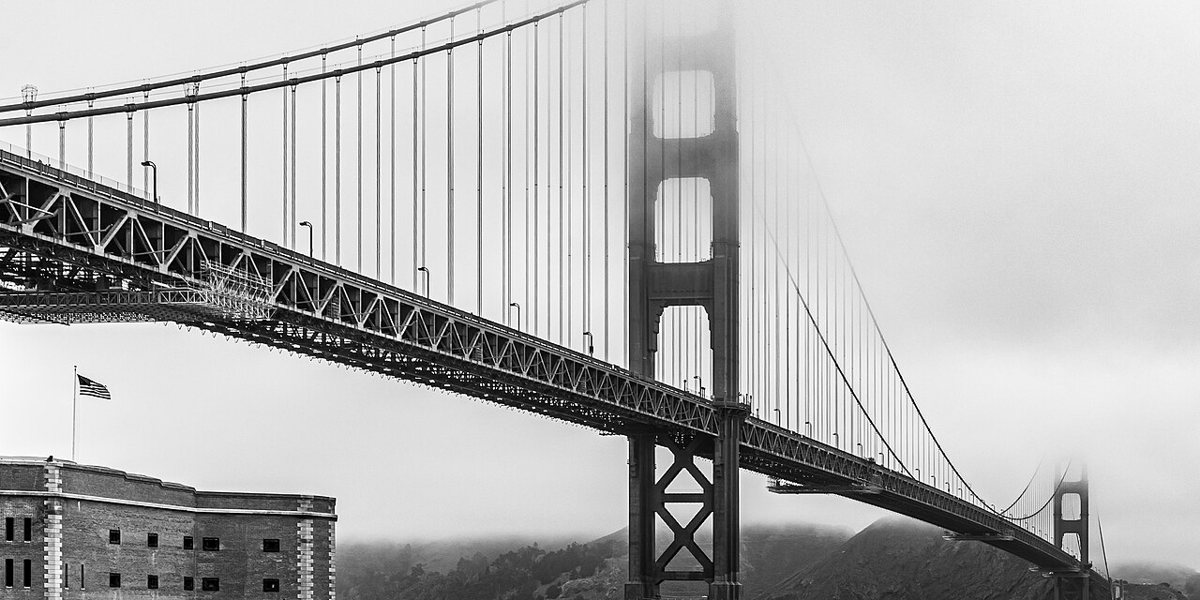 the Golden Gate Bridge in fog