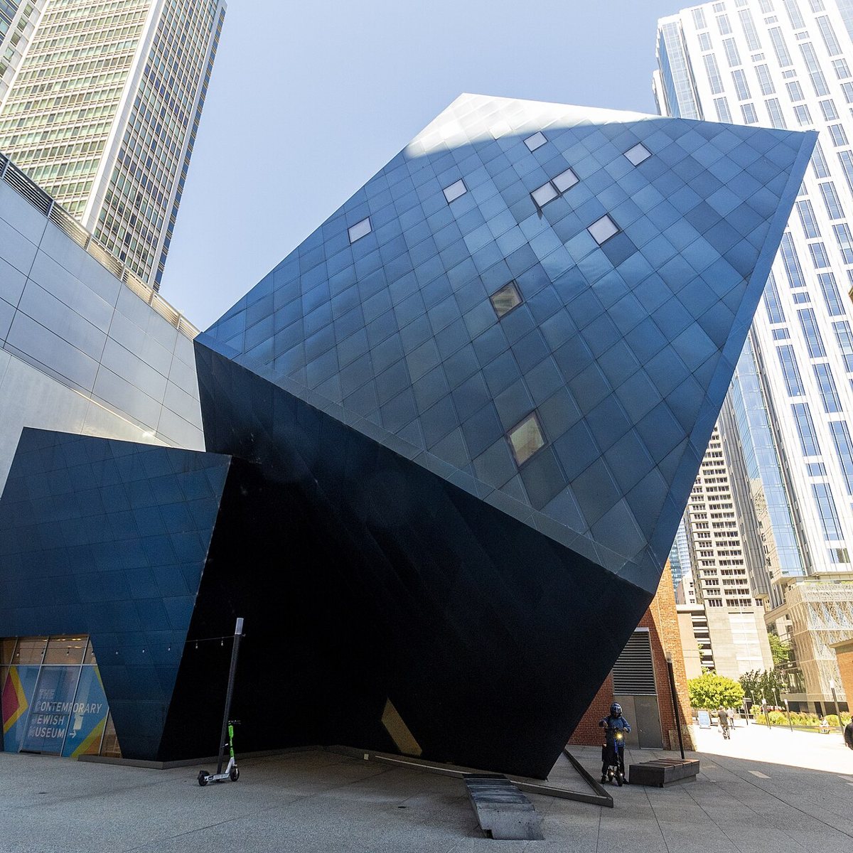 Contemporary Jewish Museum angular blue steel building in SoMa