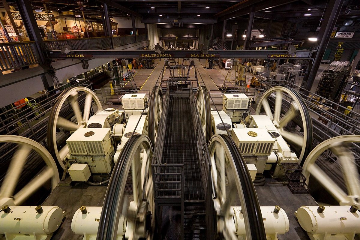 Cable Car Museum powerhouse machinery on Nob Hill