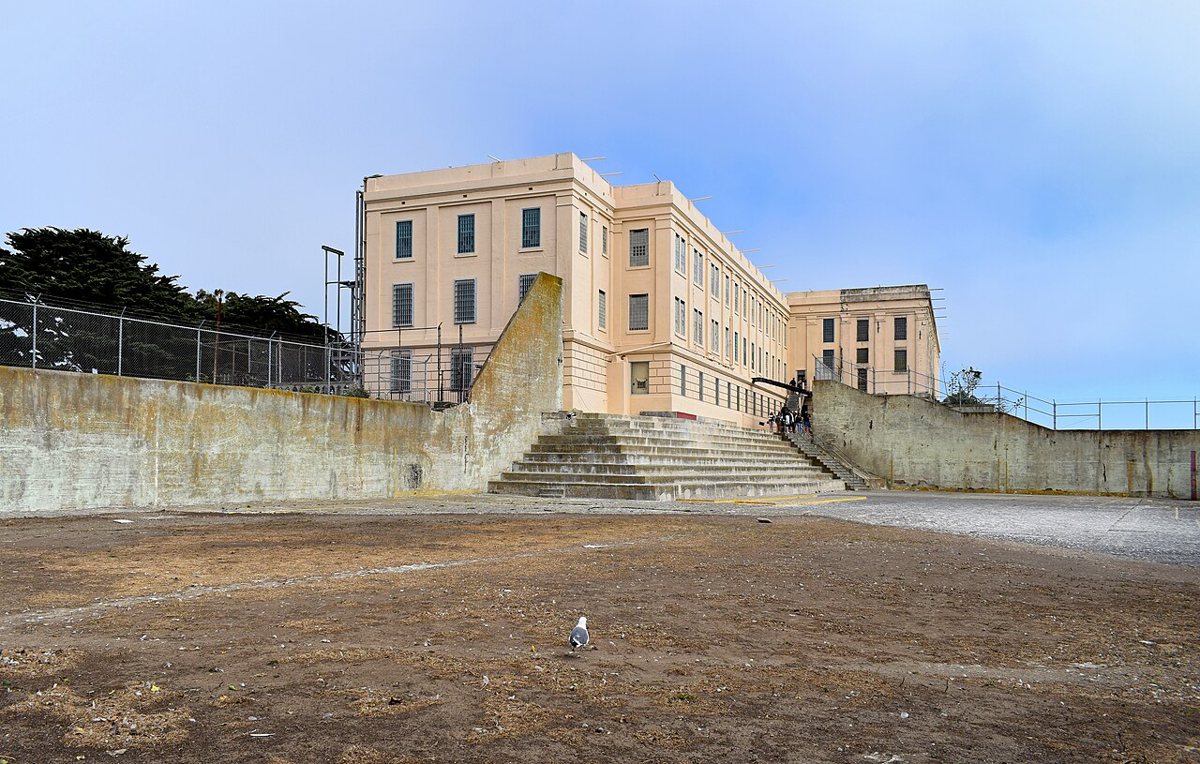 Alcatraz Island and its former federal prison in San Francisco Bay