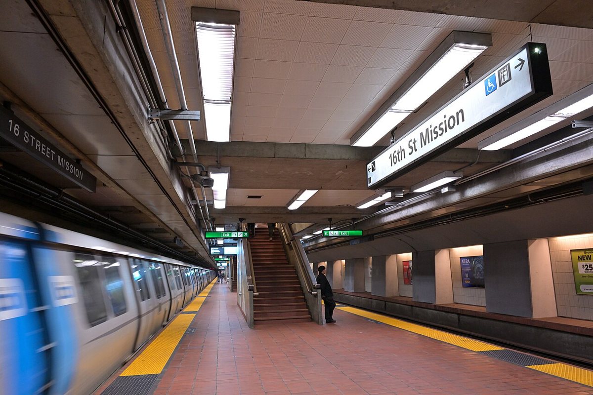The BART station entrance at 16th Street and Mission